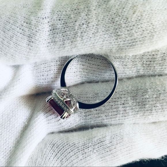 14K White Gold/Over 925 Sterling Silver Gems Ruby - Picture 8 of 16